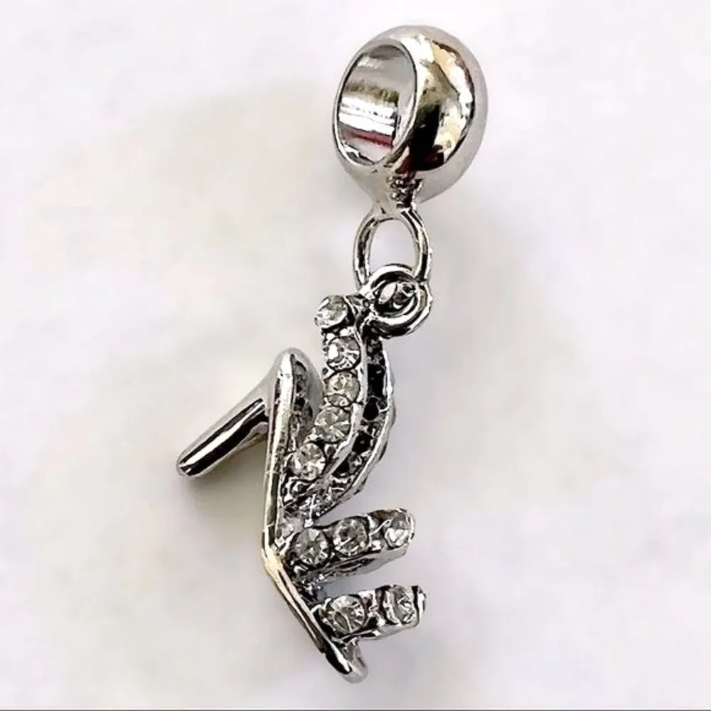 Silver Stiletto Rhinestone Dangle Charm - Picture 2 of 3